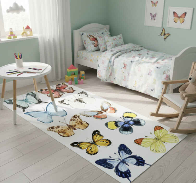 Tappeto vinile animali dieci farfalle colorate - TenStickers