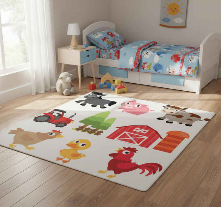 Tappeto vinile animali fattoria colorata - TenStickers