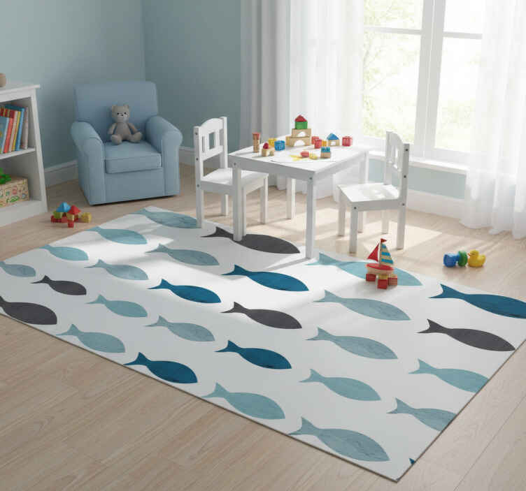 Tappeto vinile animali sagome di pesci blu - TenStickers