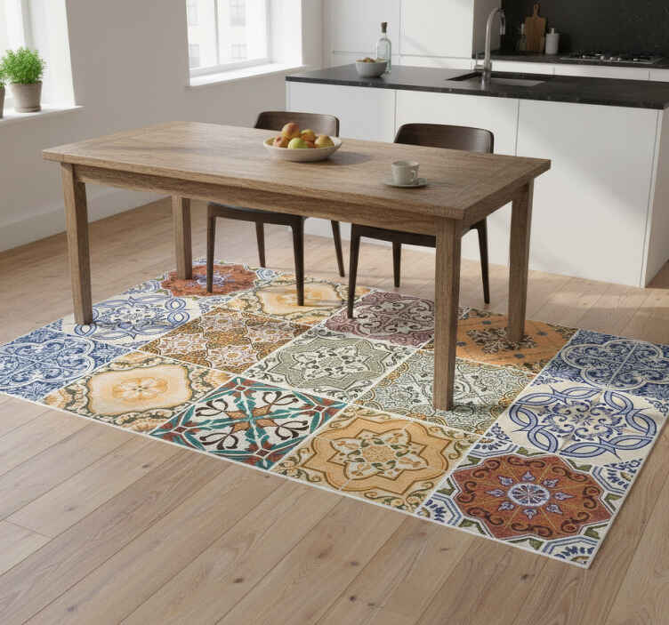 Alfombra vinílica cocina mosaico mediterráneo ecléctico - TenVinilo