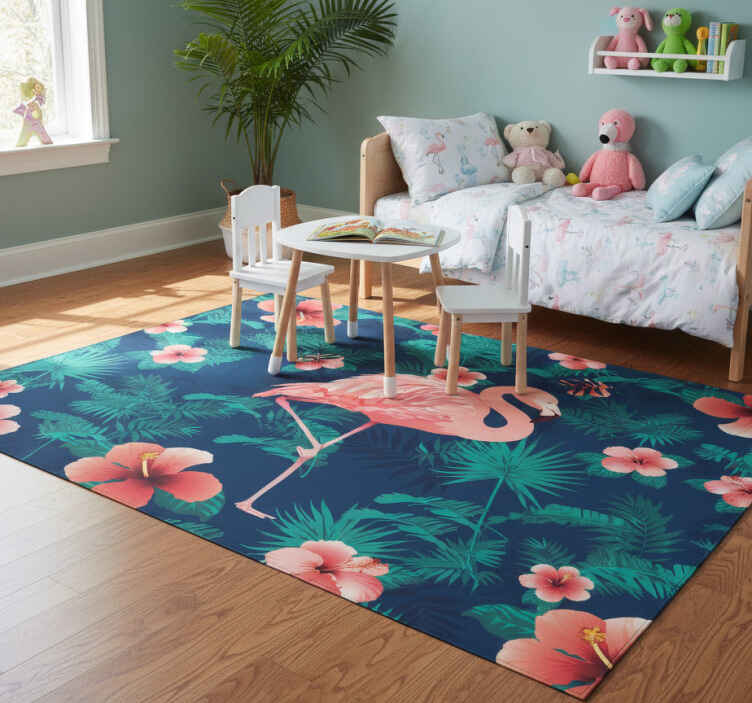 Tappeto vinile animali fenicotteri rosa tropicali - TenStickers