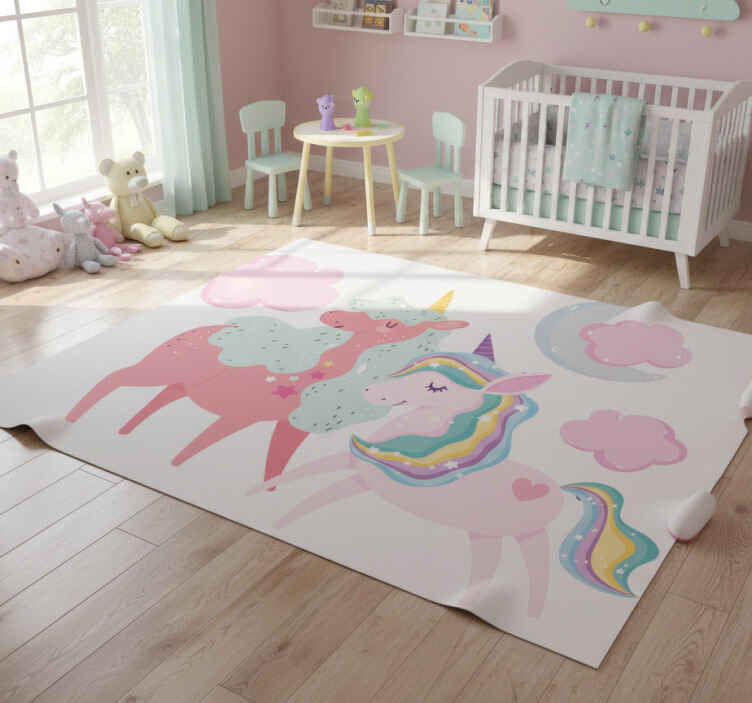 Tappeto vinile animali piccolo unicorno con giumenta - TenStickers