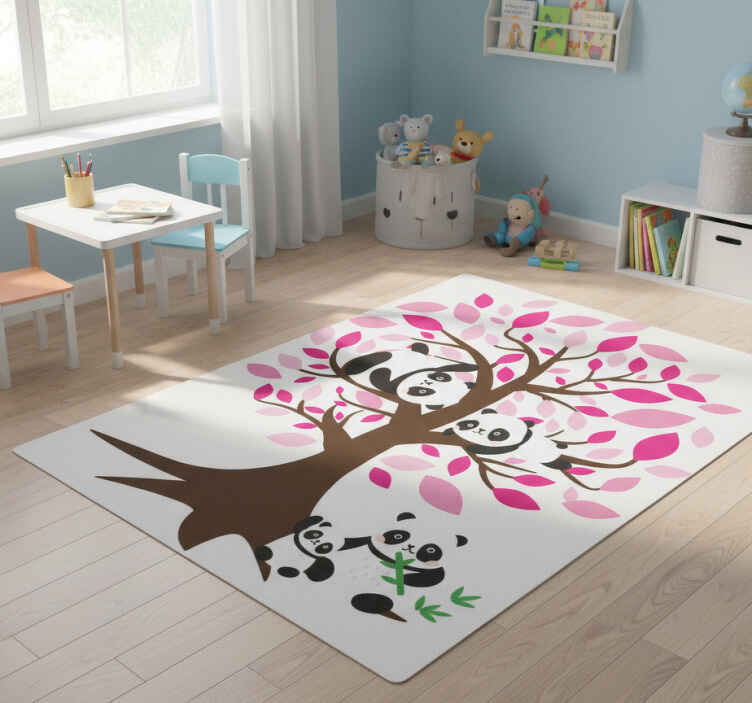 Tappeto vinile animali albero con panda - TenStickers