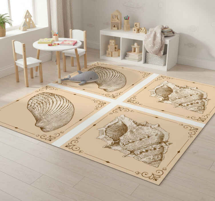 Tappeto vinile animali con conchiglie vintage - TenStickers
