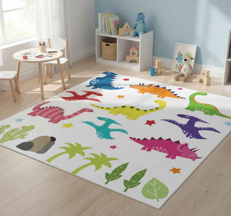 Tappeto vinile animali set cartoni dinosauri colorati - TenStickers