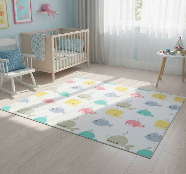 Tappeto vinile animali balene colorate baby - TenStickers