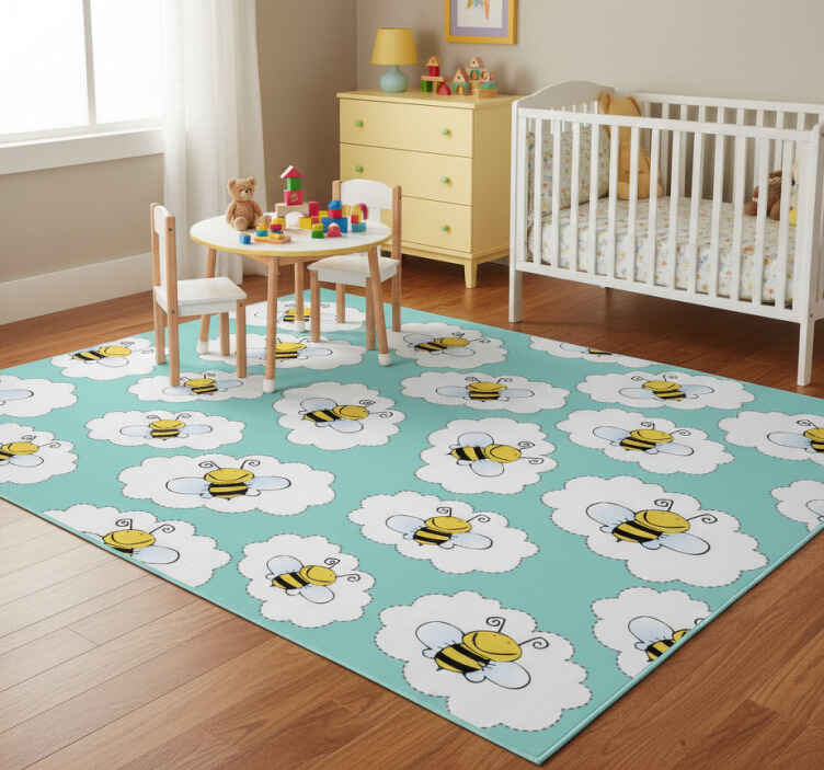 Tappeto vinile animali alberi bianchi e api - TenStickers