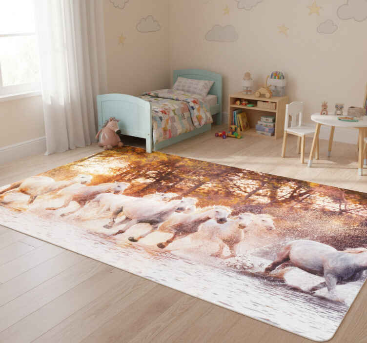 Tappeto vinile animali cavalli selvaggi al tramonto - TenStickers