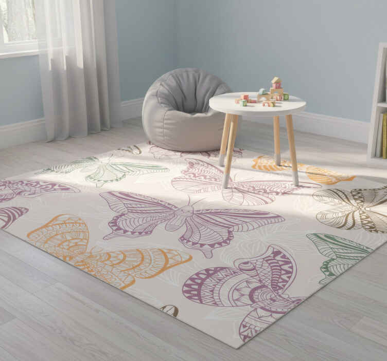 Tappeto vinile animali farfalle ornamentali colorate - TenStickers
