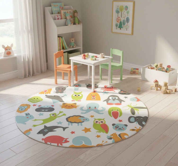 Tappeto vinile animali in cerchio - TenStickers