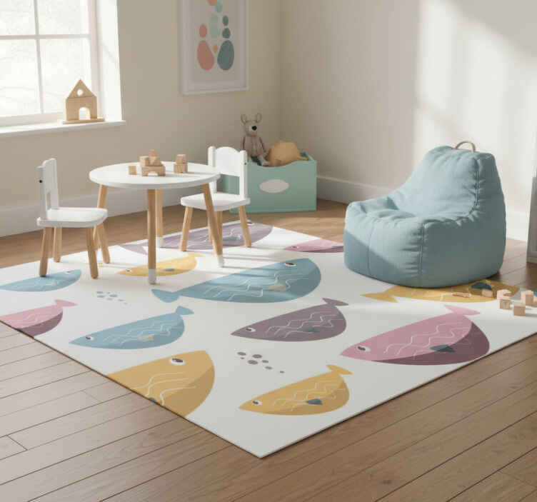 Tappeto vinile animali pesci colorati per bambini - TenStickers
