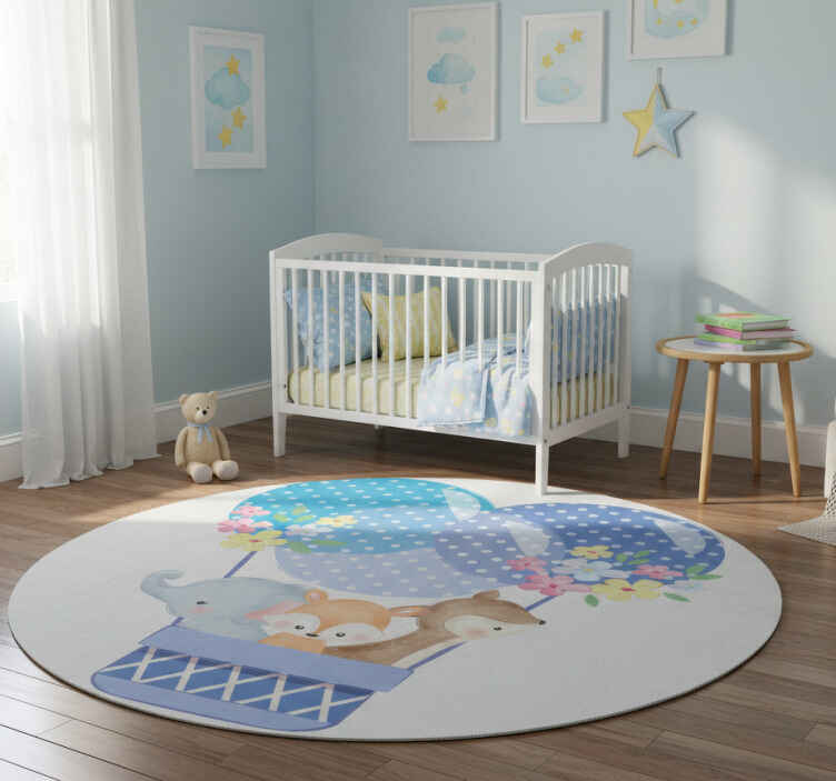 Tappeto vinile animali palloncino ad aria calda acquerello - TenStickers