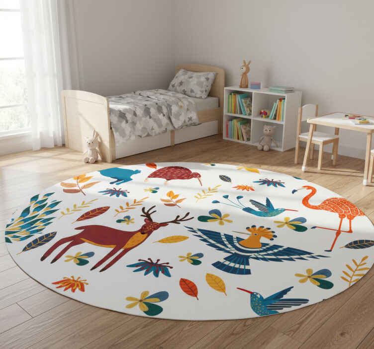 Tappeto vinile animali stile tengango piante - TenStickers