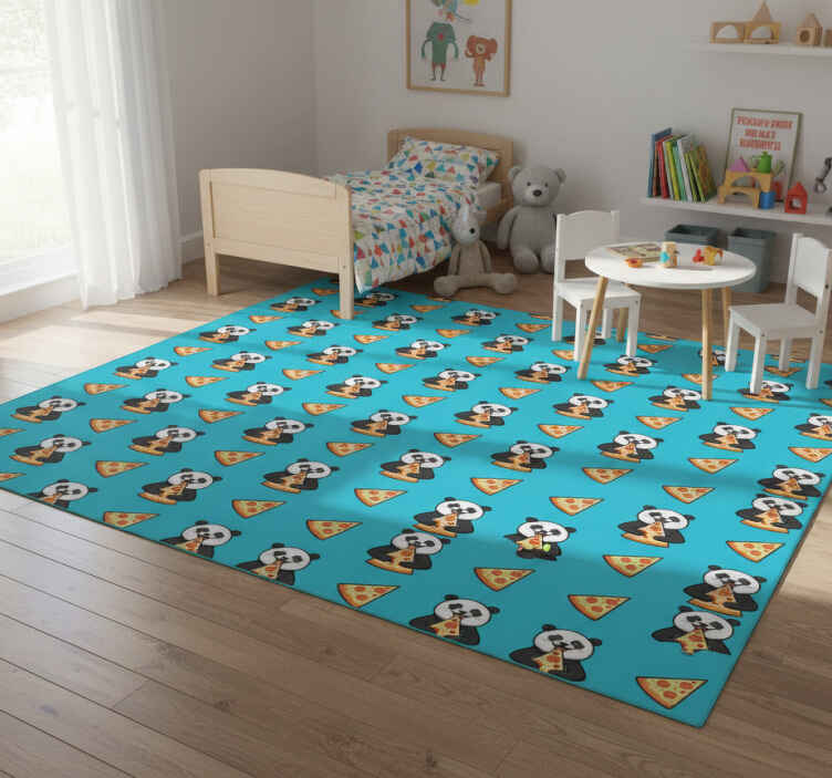 Tappeto vinile animali panda che mangia pizza - TenStickers
