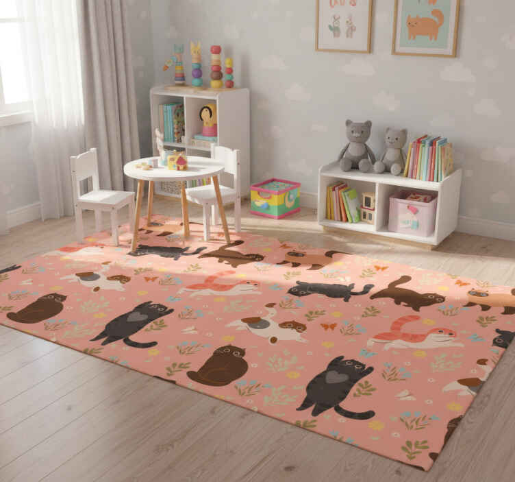Tappeto vinile animali motivo senza cuciture gatti - TenStickers