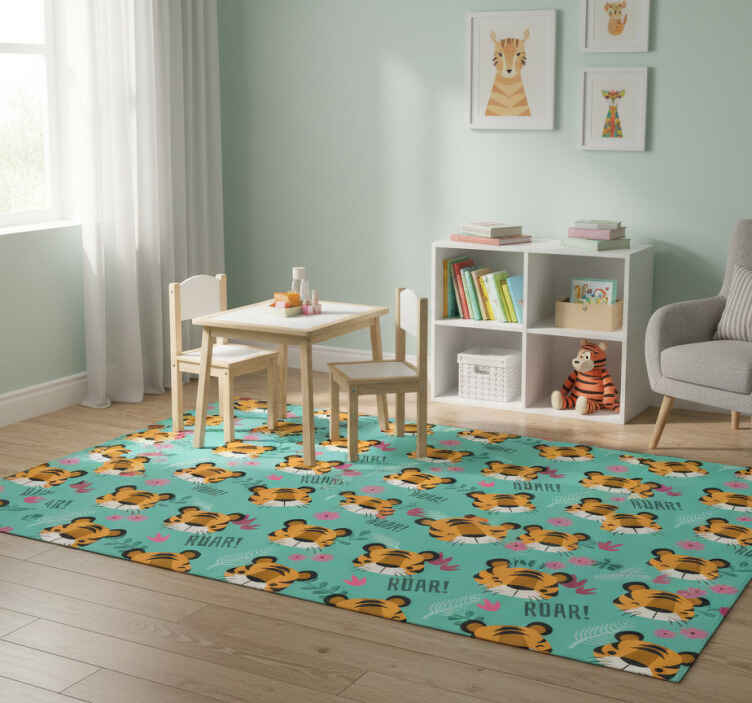 Tappeto vinile animali cuccioli di tigre ruggenti - TenStickers