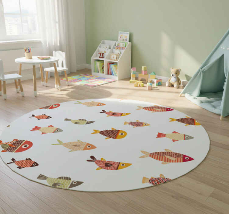Tappeto vinile animali pesci colorati rotondi - TenStickers
