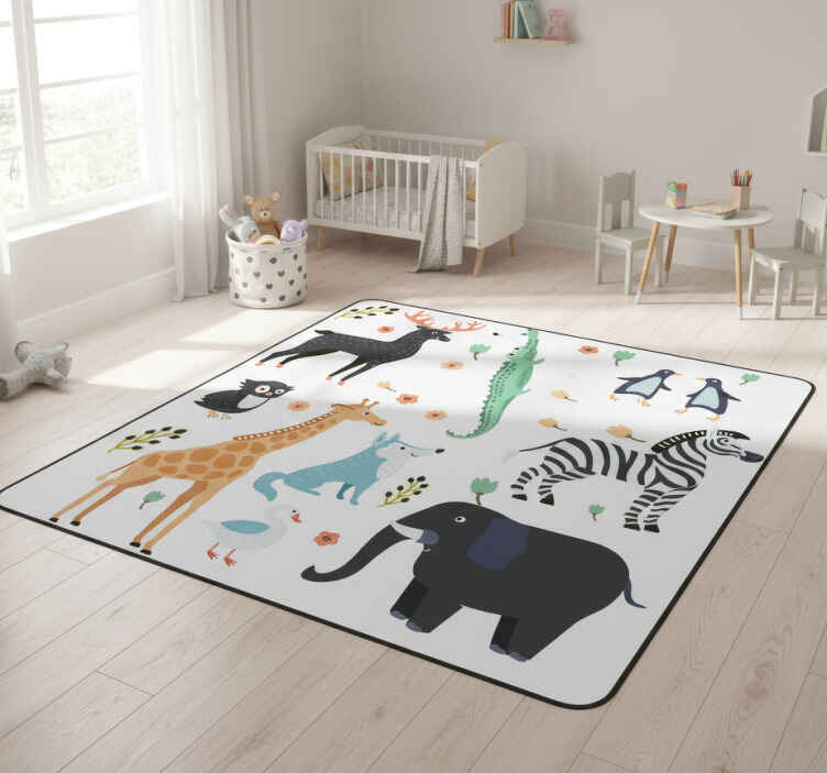 Tappeto vinile animali felici animali nel parco - TenStickers