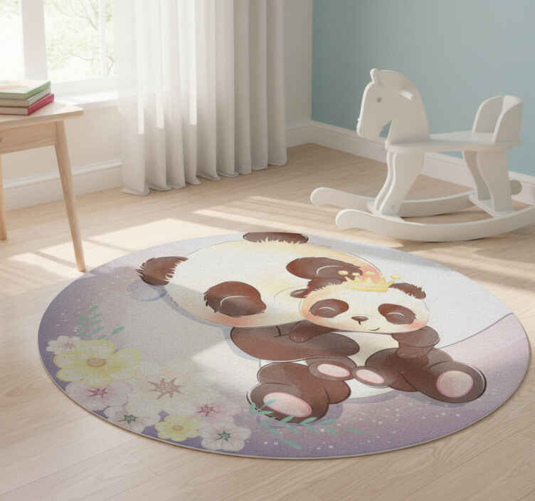 Dieren vinyl tapijt twee panda's op een maan - TenStickers