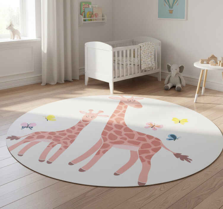 Tappeto vinile animali giraffa e farfalla genitore e figlio - TenStickers