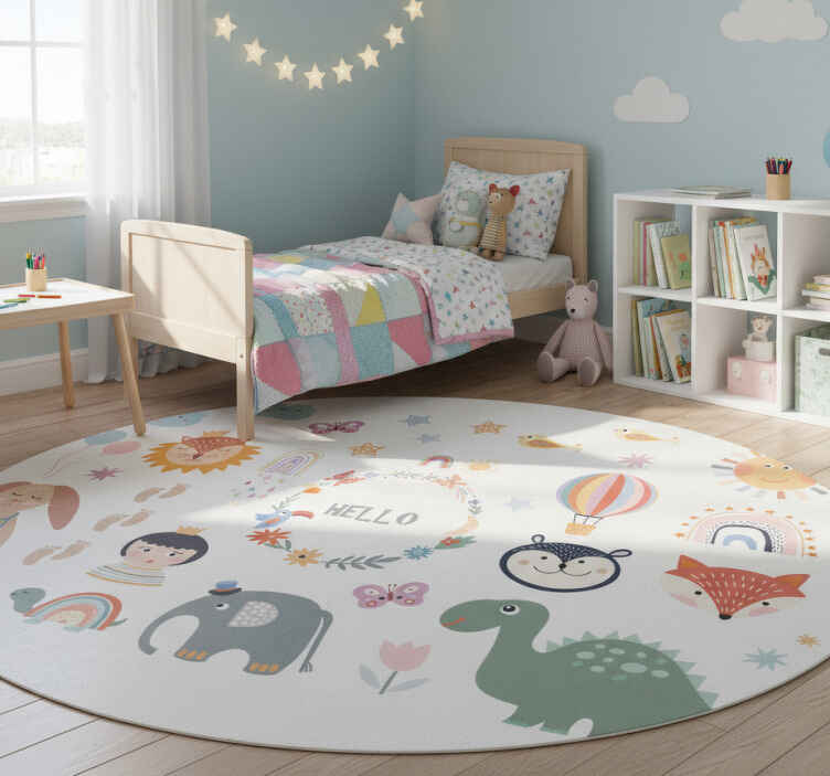 Tappeto vinile animali elementi floreali bambini - TenStickers