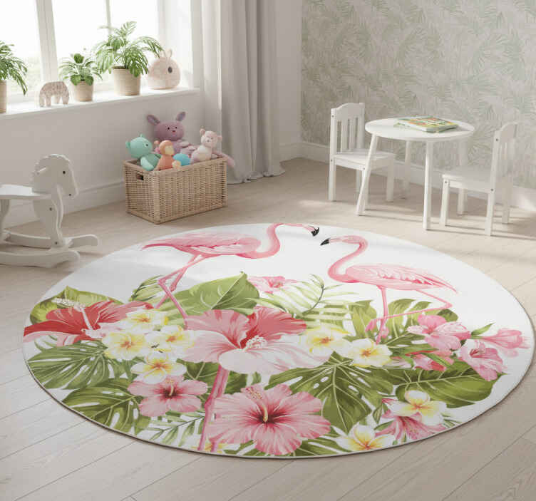 Tappeto vinile animali fiore tropicale fenicottero - TenStickers