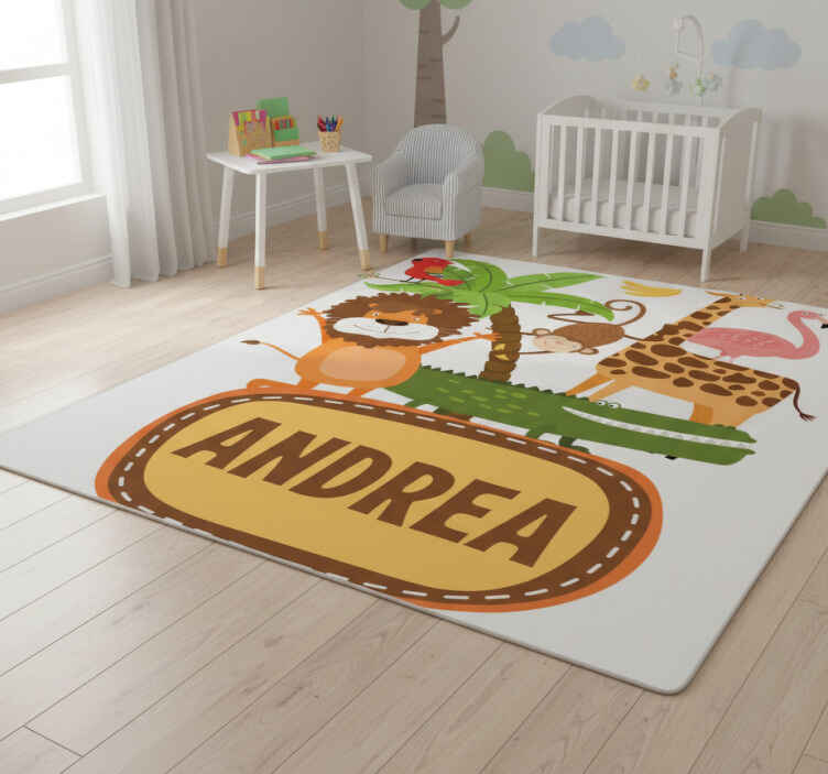 Tappeto vinile animali animali della giungla con nome - TenStickers