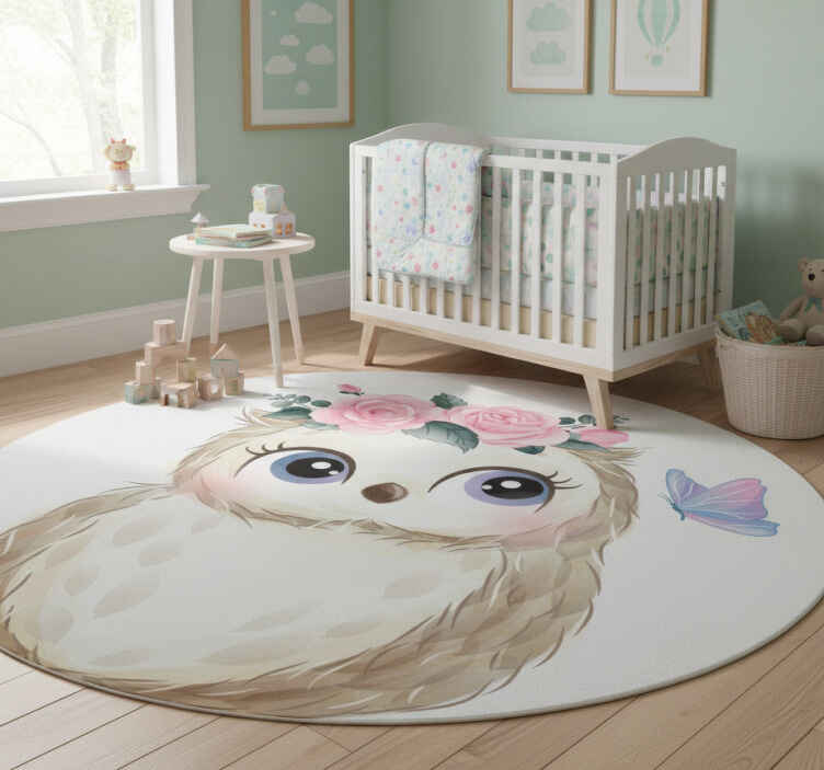 Tappeto vinile animali gufo e fiori - TenStickers