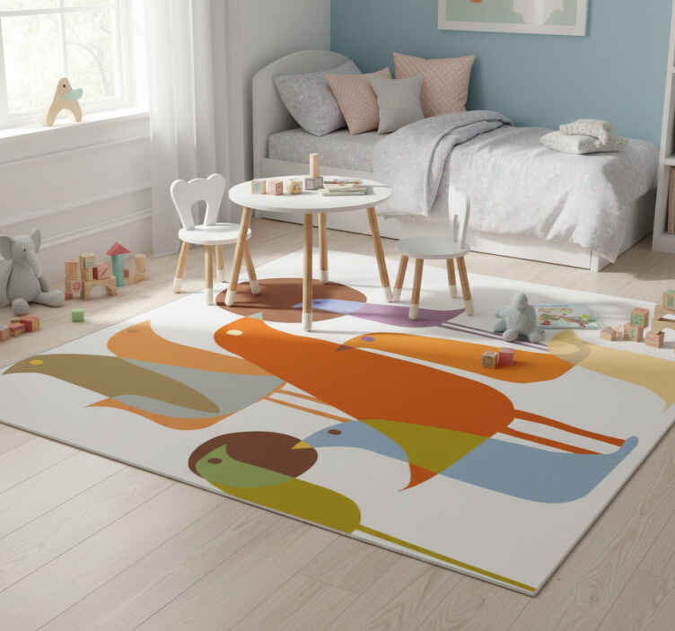 Tappeto vinile animali stile minimalista uccelli - TenStickers