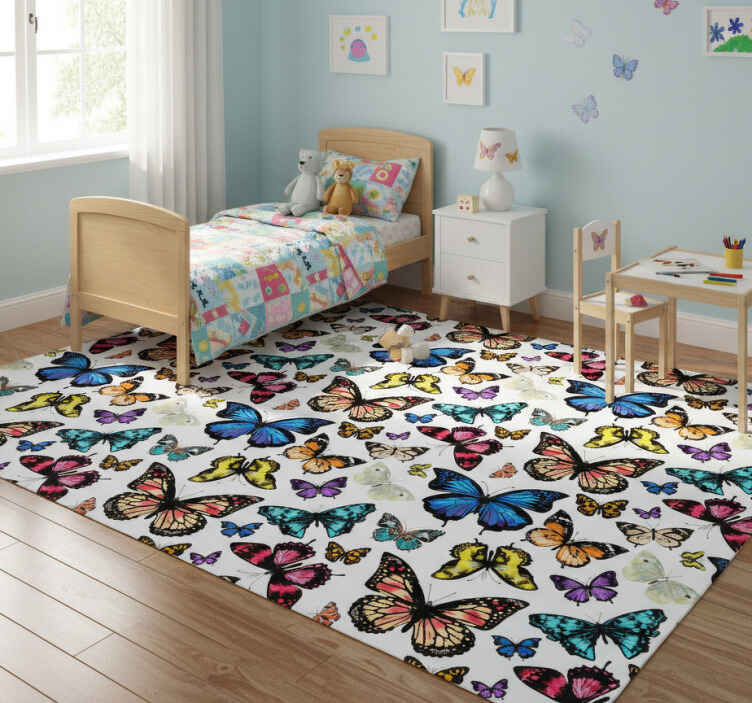 Tappeto vinile animali farfalle belle e colorate - TenStickers