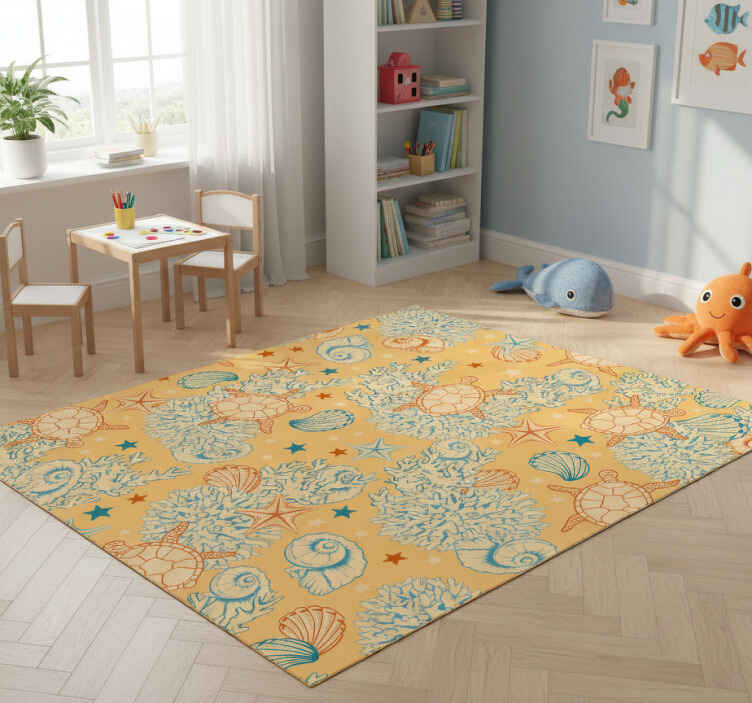 Tappeto vinile animali vita marina colori tenui - TenStickers