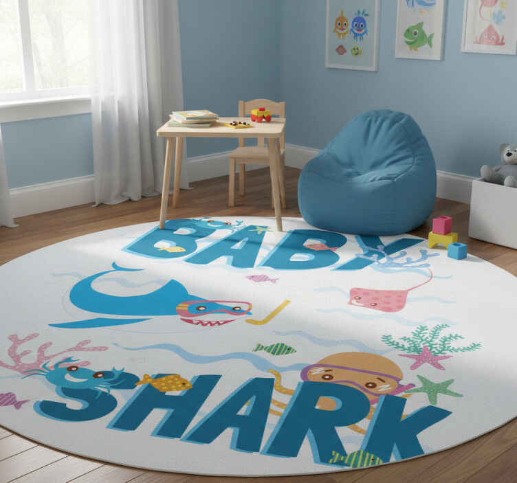 Tappeto vinile animali squalo blu baby - TenStickers