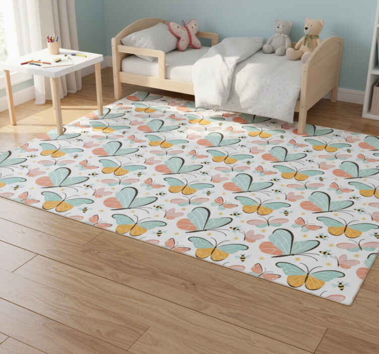 Tappeto vinile animali farfalle e api - TenStickers