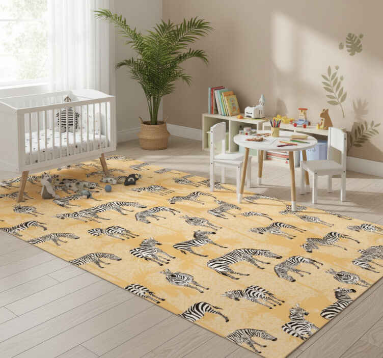 Tappeto vinile animali zebra e palme - TenStickers