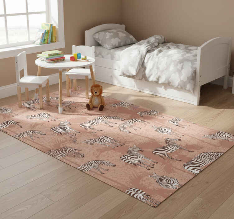 Animal vinyl rug zebra and brown palm design - TenStickers