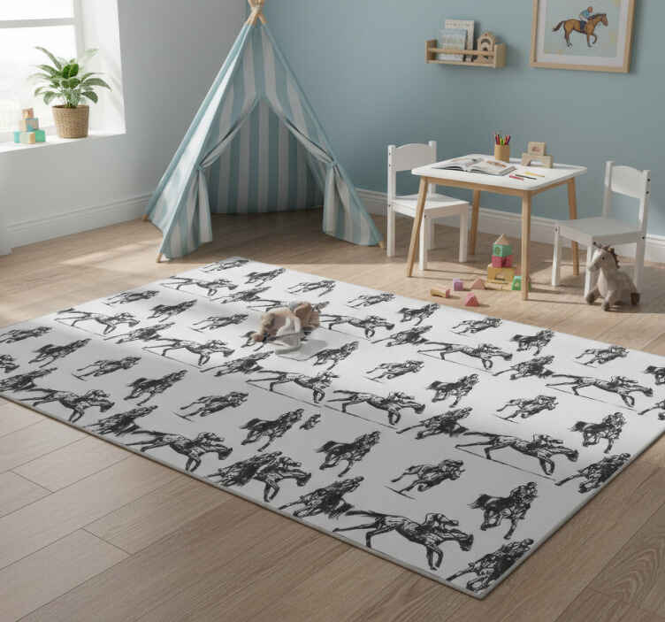Dieren vinyl tapijt grijze western paarden - TenStickers