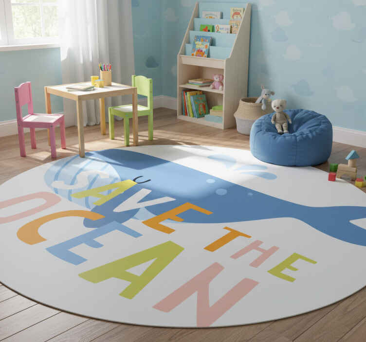 Tappeto vinile animali salva l'oceano beluga - TenStickers