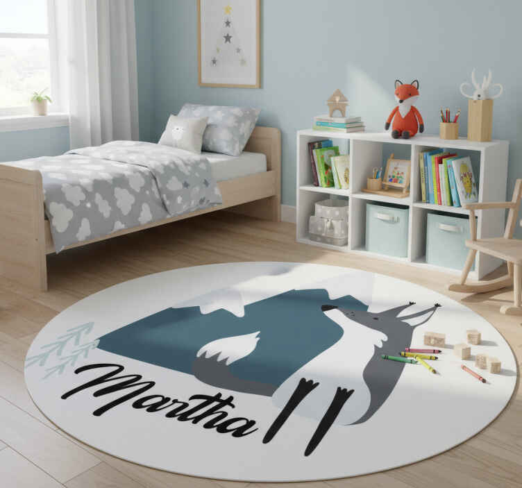 Tappeto vinile animali volpe artica personalizzato - TenStickers