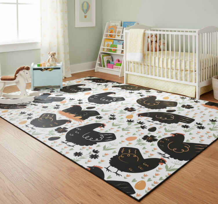 Tappeto vinile animali galline bianche e nere - TenStickers