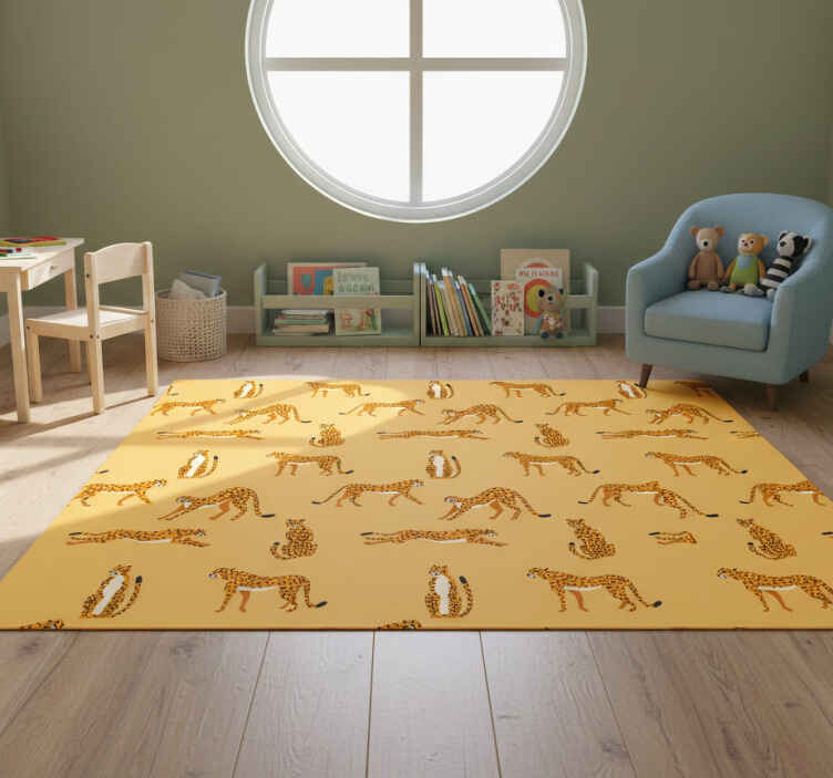 Tappeto vinile animali leopardini gialli grafica - TenStickers