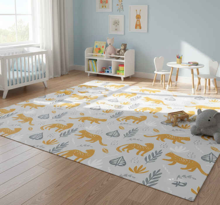 Tappeto vinile animali motivo giaguaro su sfondo chiaro - TenStickers