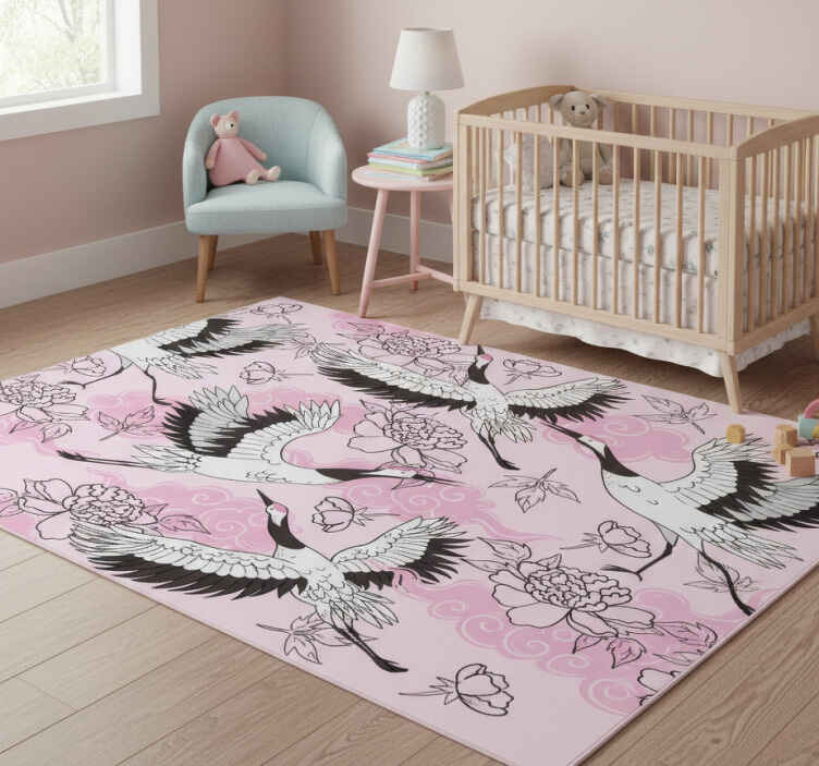 Tappeto vinile animali uccelli selvatici moderno rosa - TenStickers