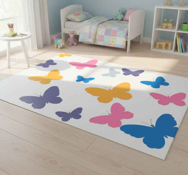 Dieren vinyl tapijt met vliegende multicolor vlinders - TenStickers