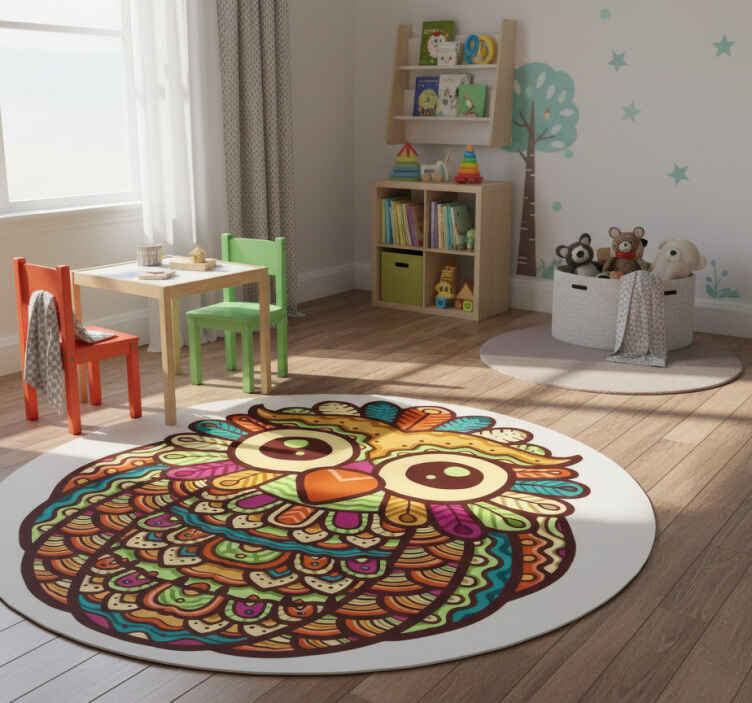 Dieren vinyl tapijt met levendige uil kunst - TenStickers