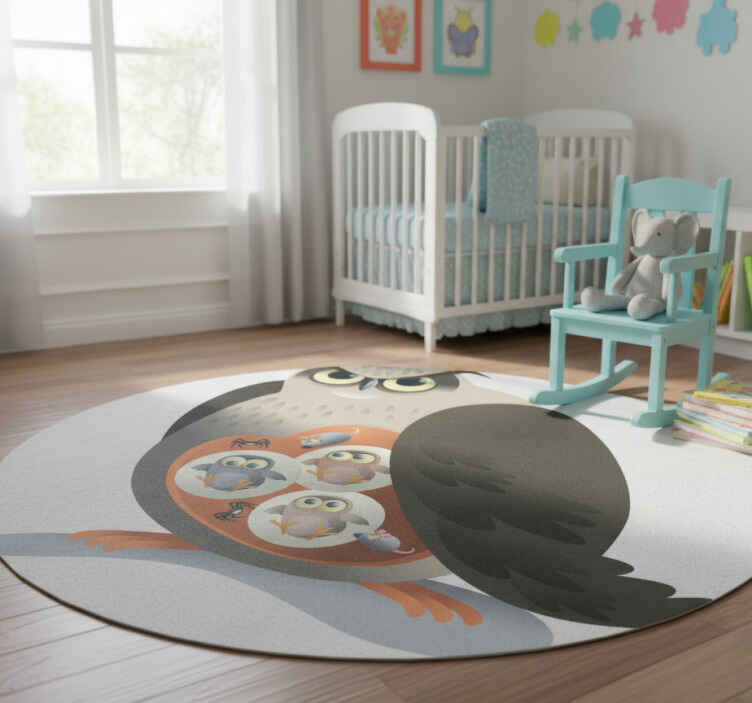 Zvířecí vinylový koberec matka sova - TenStickers