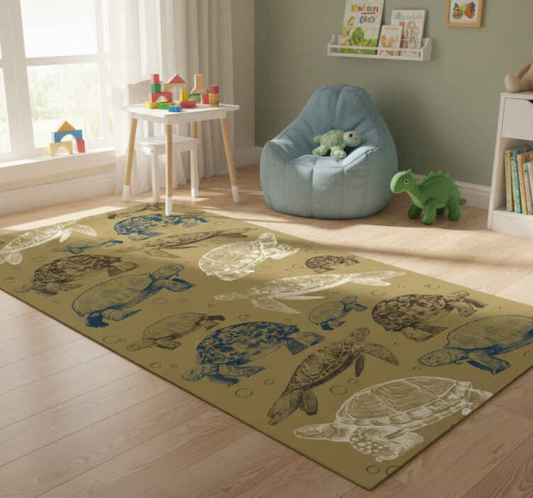 Tappeto vinile animali sfondo beige tartarughe - TenStickers