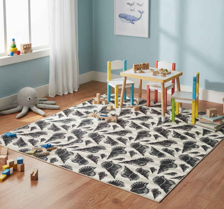 Dieren vinyl tapijt handgetekende vintage schelpen - TenStickers