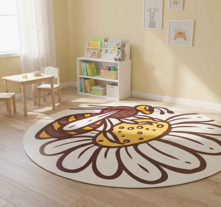 Tappeto vinile animali api su fiore - TenStickers