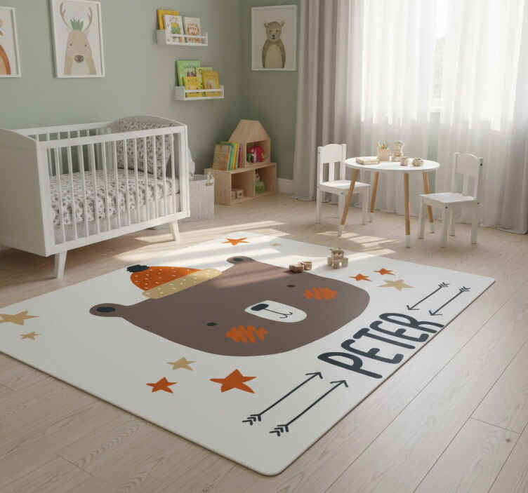 Dieren vinyl tapijt nordic schattige beer gepersonaliseerd - TenStickers