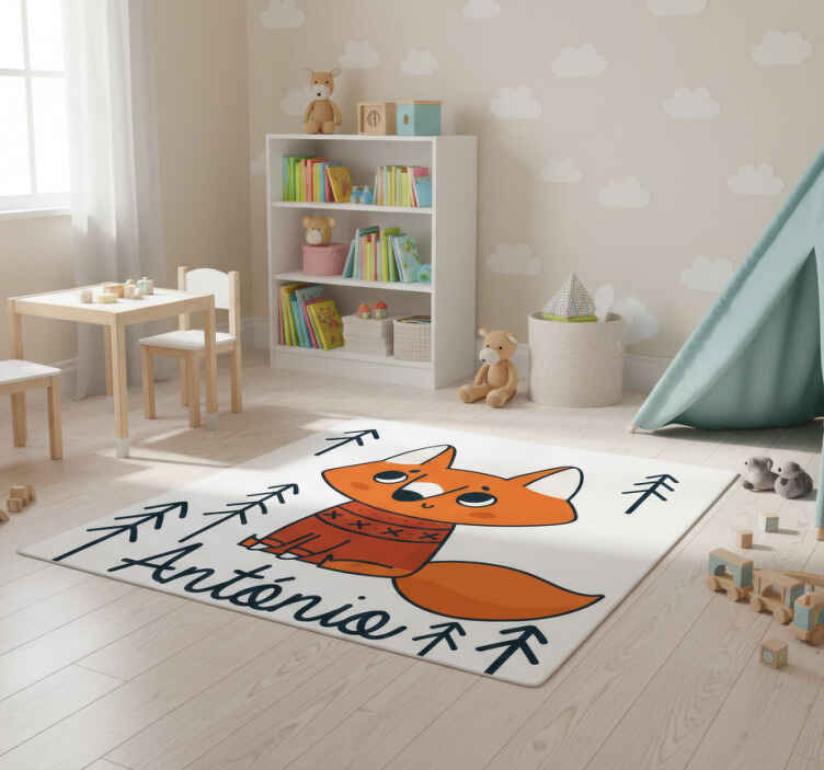 動物 ビニールマット ノルディックフォックスの名前入り - TENSTICKERS